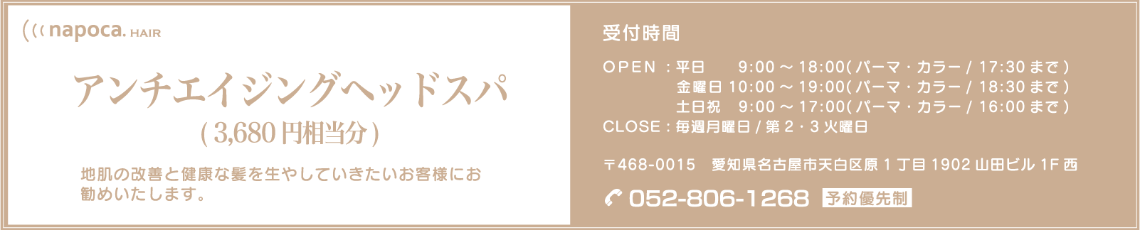 アンチエイジングヘッドスパ (3,680円相当分) 地肌の改善と健康な髪を生やしていきたいお客様にお勧めいたします。